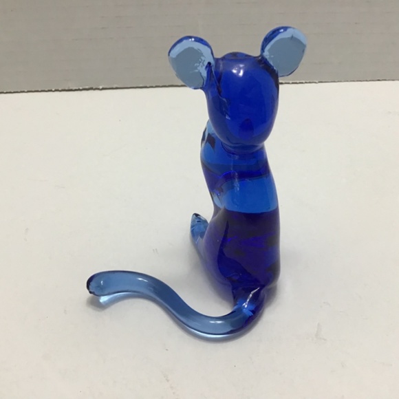 Pilgrim Art Glass Cobalt Blue Mouse Figurine 3.75" Tall Paperweight - Picture 5 of 7